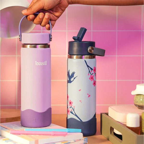 Basil Insulated Stainless steel bottle with Carry Handle - Classic Lilac