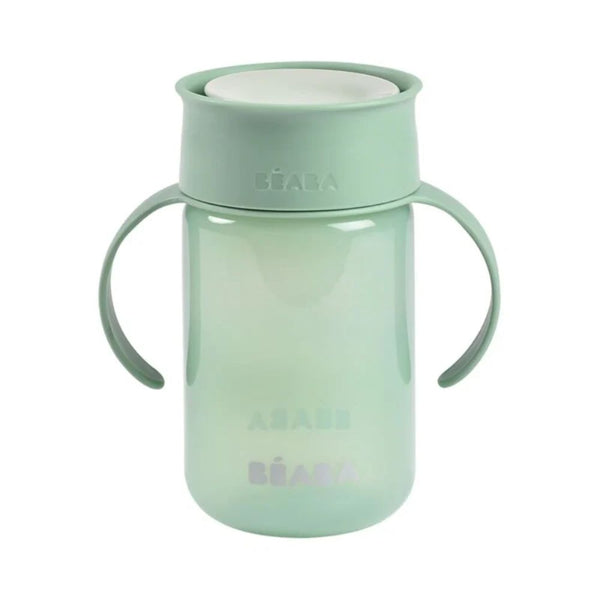 Beaba 360° Baby Learning Cup with Anti Drip Disc, Dual handle & Spillproof Sippy Cup for Toddlers, 340ml - Sage Green - Dezine Kids