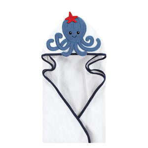 Hudson Baby Animal Face Cotton Hooded Towel, Size 30in x 30in - Octopus