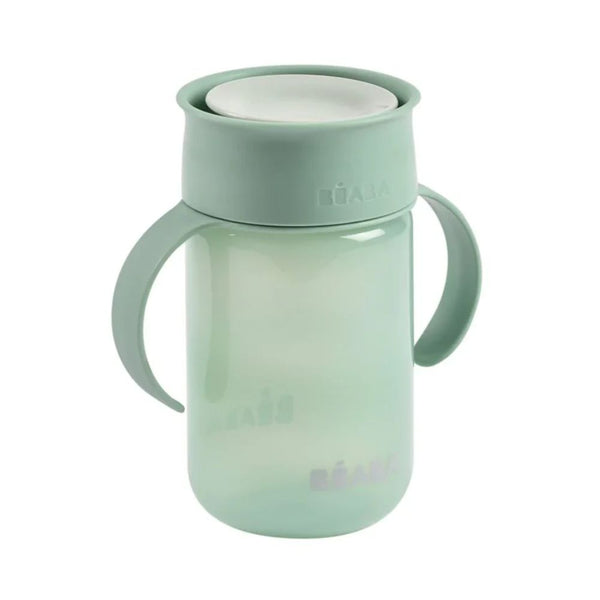 Beaba 360° Baby Learning Cup with Anti Drip Disc, Dual handle & Spillproof Sippy Cup for Toddlers, 340ml - Sage Green - Dezine Kids