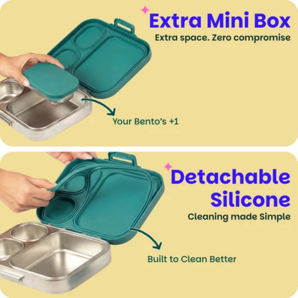 Basil 3+1 Compartment Stainless steel Lunchbox with Mini Box - Bengal Bagh
