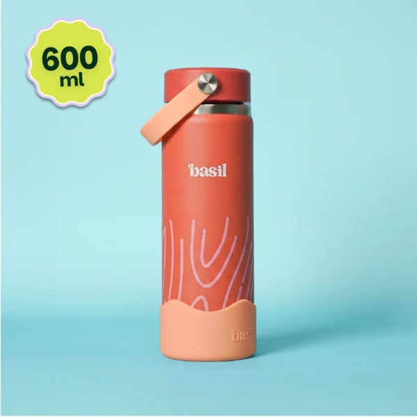 Basil Insulated Stainless steel bottle with Carry Handle - Coral Swirl