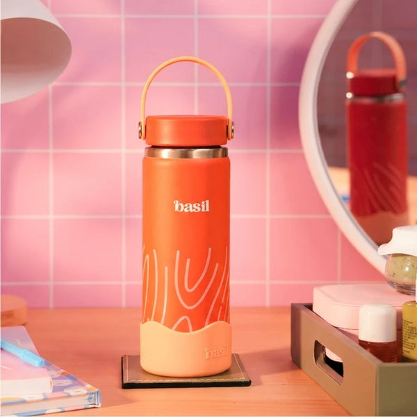 Basil Insulated Stainless steel bottle with Carry Handle - Coral Swirl