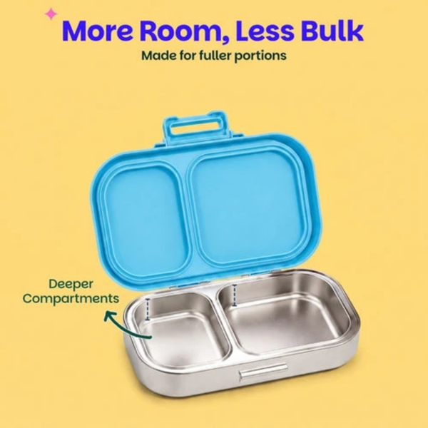 Basil 2 Compartment Stainless Steel Lunchbox with Plastic Lid - Wiggly Woof