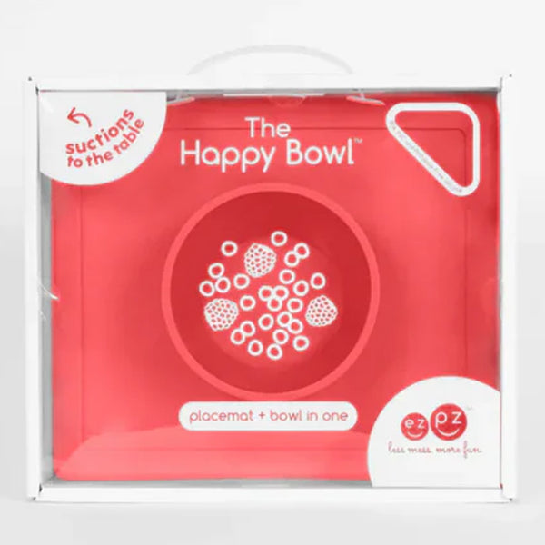 EzPz Happy Bowl 100% Food Grade Silicone Suction Bowl with Built In Placemat - Coral