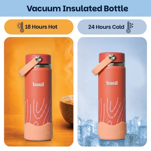 Basil Insulated Stainless steel bottle with Carry Handle - Coral Swirl