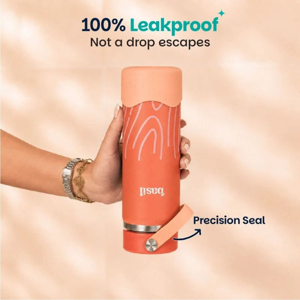 Basil Insulated Stainless steel bottle with Carry Handle - Coral Swirl
