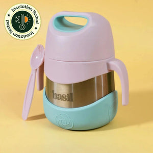 Basil Insulated Food Jar with Carry handle & Spork - Guava