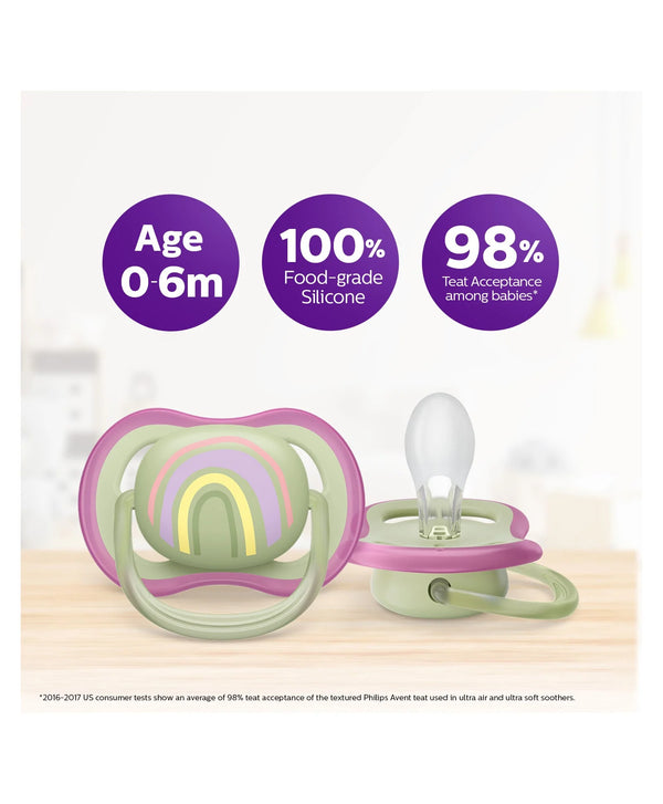 Philips Avent Ultra Air Soother 0-6 Months (Pack of 2) - Green Purple