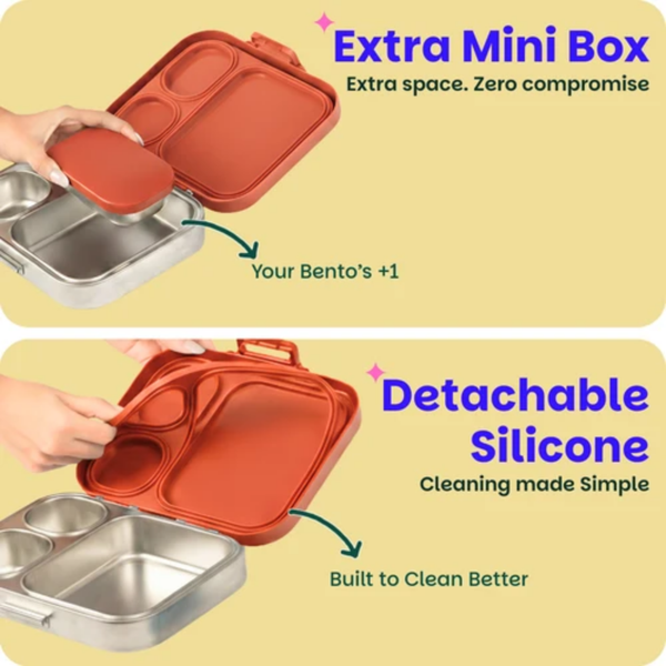 Basil 3+1 Compartment Stainless steel Lunchbox with Mini Box - Jaipuri Jaali