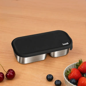 Basil Stainless Steel 2 Compartment Pickle & Dip Container - Classic Black
