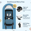 Chicco Glee Lightweight Baby Stroller with Multiple Recline Positions Pram for 0 to 4Y (Upto 22 Kg)- Joyful Teal