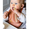 Beaba 1st Stage Silicone Spoon with Ultra Soft Tip, Gum Friendly, Ergonomic Handles, Set of 2 - Clay/Praline - Dezine Kids