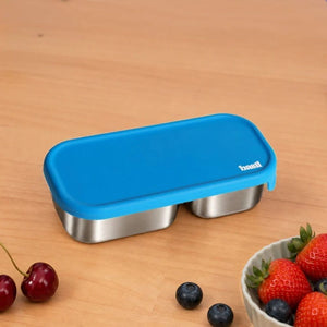 Basil Stainless Steel 2 Compartment Pickle & Dip Container - Blue