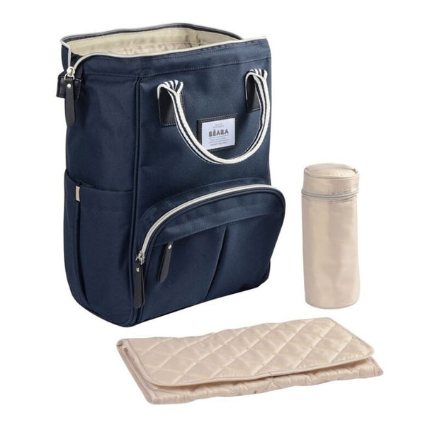 Beaba Wellington Diaper Bag, Large Capacity Baby Bag with Changing Mat, Durable, Water Resistant - Blue Marine