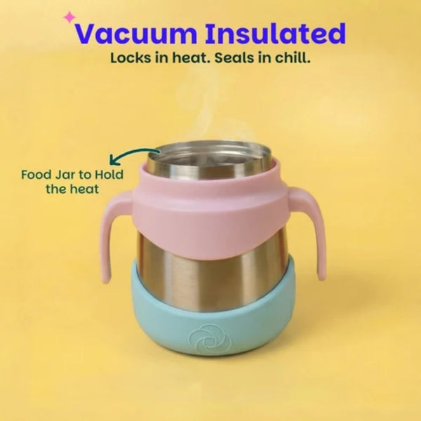 Basil Insulated Food Jar with Carry handle & Spork - Guava
