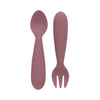 EzPz Mini Utensils for Toddlers (Spoon & Fork) - Mauve