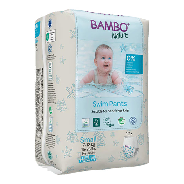 Bambo Nature Disposable Swim Diaper Pants, Size S (7-12 kgs) - Dezine Kids