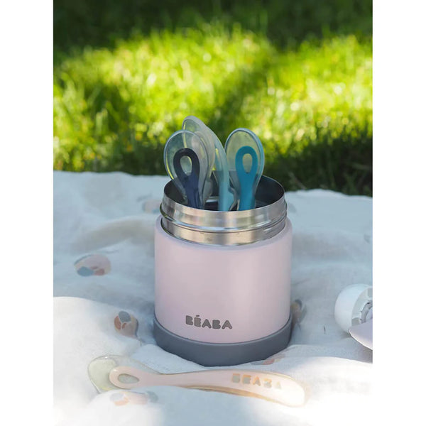 Beaba 2nd Stage Silicone Spoon with Ultra Soft Tip, Gum Friendly, Ergonomic Handles - Set of 4