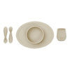 EzPz First Foods Set 100% Food Grade Silicone Baby & Toddler Suction Bowl with Built In Placemat - Oat