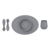 EzPz First Foods Set 100% Food Grade Silicone Baby & Toddler Suction Bowl with Built In Placemat - Grey