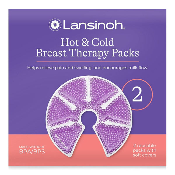 Lansinoh Hot & Cold Breast Therapy Gel Pads with Soft Covers , Breastfeeding Compress - Pack of 2