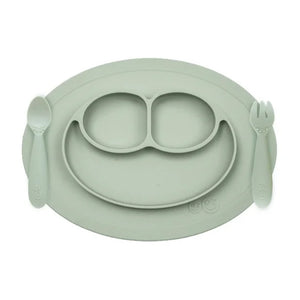 EzPz Mini Feeding Set for Toddlers (Mat, Spoon & Fork) - Sage