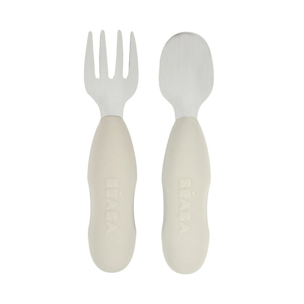 Beaba Set of 2 Stainless Steel Pre Cutlery - Velvet Grey