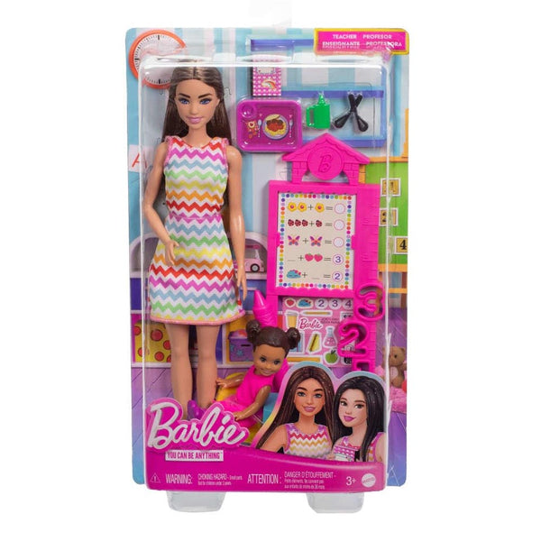 Barbie Teacher Doll with Brunette Toddler Student & Teaching Accessories