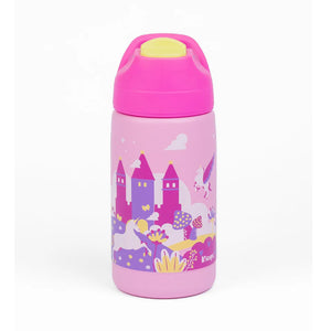 Kicups Little Cup Stainless Steel Insulated Straw Bottle with Slider Lid 350ml - Whimsical Wonderland