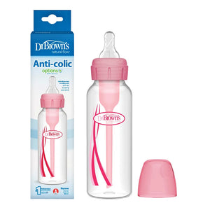 Dr.Browns Natural Flow Anti Colic Options+ Narrow Baby Bottle 8 oz/250 ml - Pink