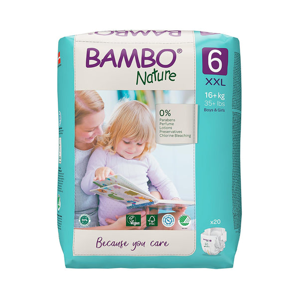 Bambo Nature Tape Diapers, Size 6, XXL Size (16+ Kgs) 20pcs - Dezine Kids