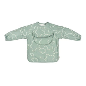 Beaba 2 in 1 Waterproof Bib with Detachable Sleeves, Foldable Food Catcher Pocket - Sage Green
