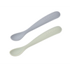 Beaba 1st Stage Silicone Spoon with Ultra Soft Tip, Gum Friendly, Ergonomic Handles, BPA Free, Set of 2 - Green/Grey