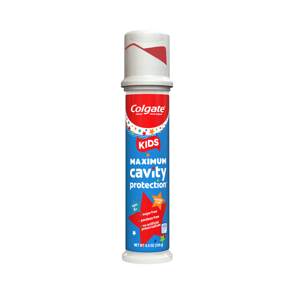Colgate Kids Toothpaste Pump, Maximum Cavity Protection, Mild Bubble Fruit Flavour - 124 g - Dezine Kids