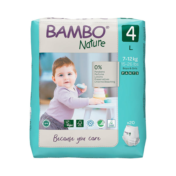 Bambo Nature Pant Style Diapers, Size 4, L Size (7-15 Kgs) 20pcs - Dezine Kids
