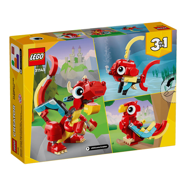 Lego Creator Red Dragon 3 in 1 Animal Toy Set, 149 Pieces