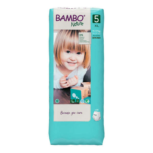 Bambo Nature Pant Style Diapers, Size 5, XL Size (11-17 Kgs) 38 Pcs