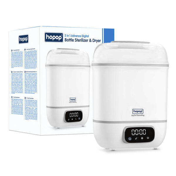 Hopop 2-in-1 Baby Bottle Sterilizer and Dryer – Fast Steam & Auto-Dry - Dezine Kids