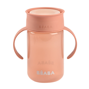 Beaba 360° Baby Learning Cup with Anti-Drip Disc, Dual handle & Spillproof Sippy Cup for Toddlers, 340 ml - Pink