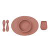 EzPz First Foods Set 100% Food Grade Silicone Baby & Toddler Suction Bowl with Built In Placemat - Sienna