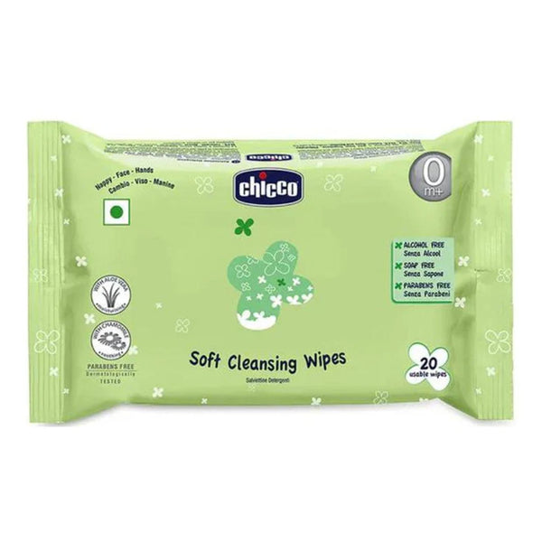 Chicco Soft Cleansing Baby Wet Wipes with Aloe Vera & Chamomile - 20 Pcs