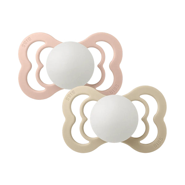 Bibs Supreme GLOW Pacifiers 2 Pack - Blush/Vanilla