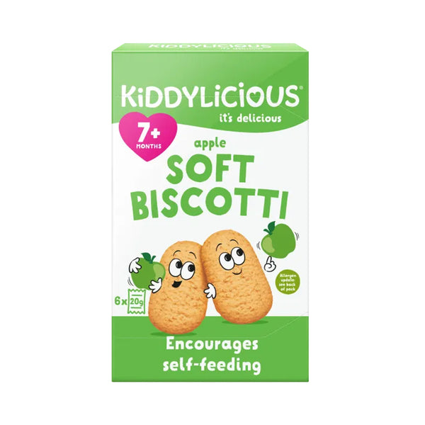 Kiddylicious Apple Soft Biscotti Snack for Babies 7M+, Encourages Self-Feeding, 6 Twin Packs - 120g - Dezine Kids