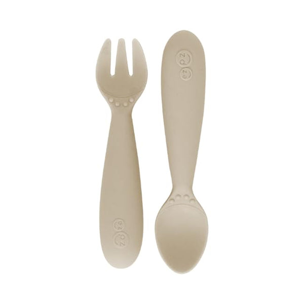 EzPz Mini Utensils for Toddlers (Spoon & Fork) - Oat
