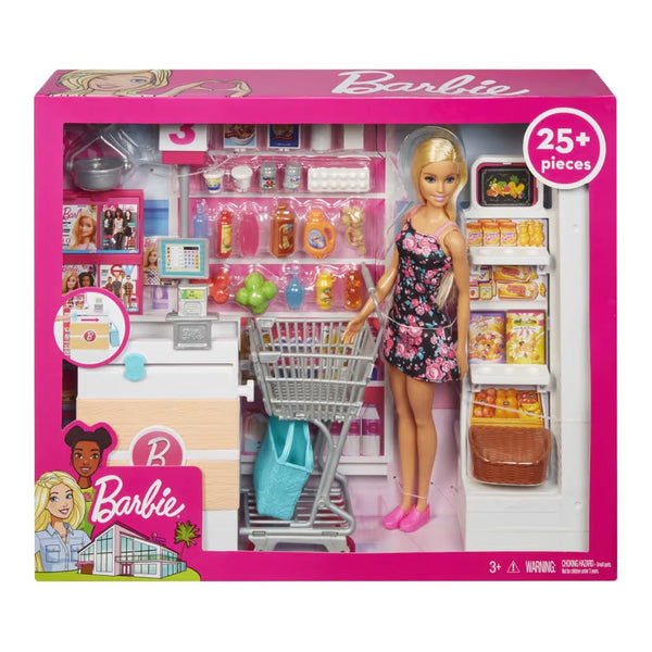 Barbie Doll And Supermarket Playset With 25 Grocery Store And Food Themed Accessories