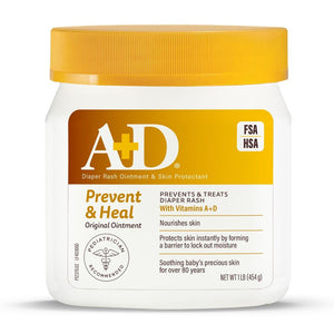 A+D Prevent & Heal Original Ointment, Diaper Rash Ointment & Skin Protectant - 454g