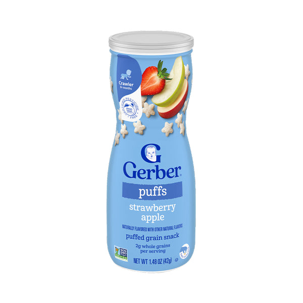 Gerber Puffs for Crawlers, 8+ months - Strawberry Apple