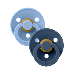 Bibs Colour Pacifiers 2 Pack - Sky Blue/Steel Blue