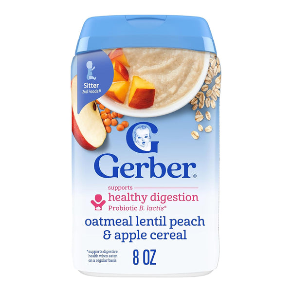 Gerber Cereal for Sitters, 6+ months - Oatmeal Lentil Peach Apple